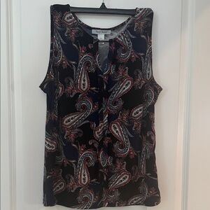 White House Black Market Black, Navy and Paisley Tank Top Size XL